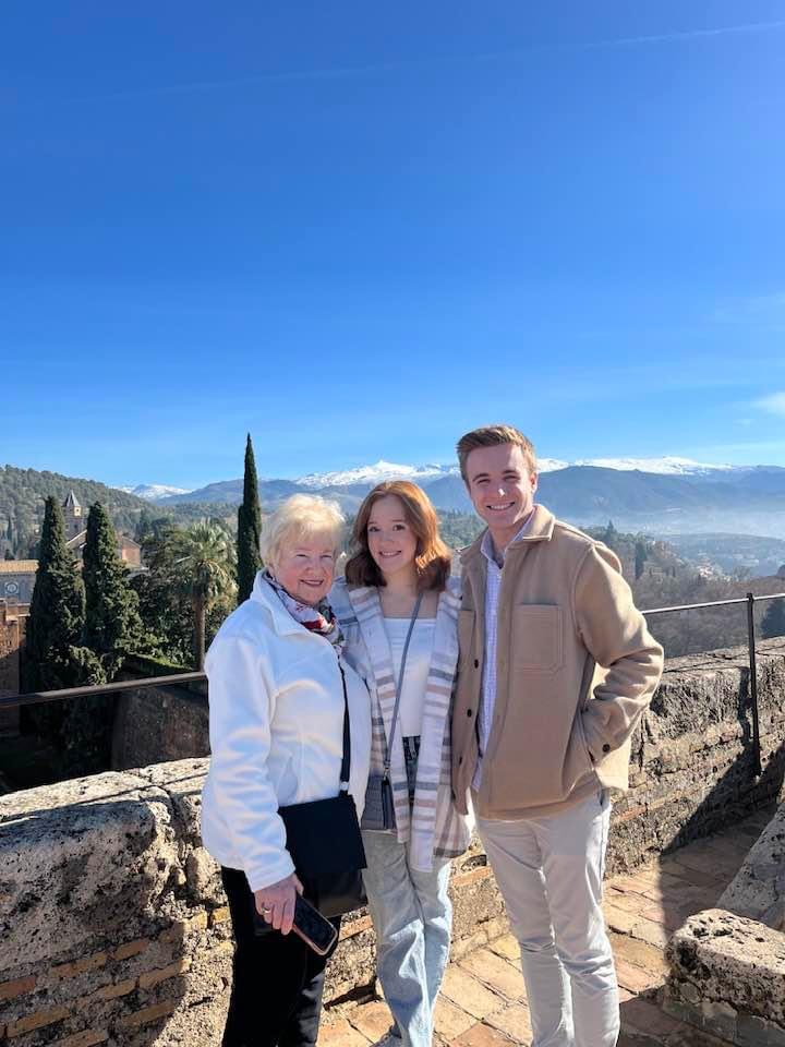 Kevin Hamilton with his sister and grandmother in Spain