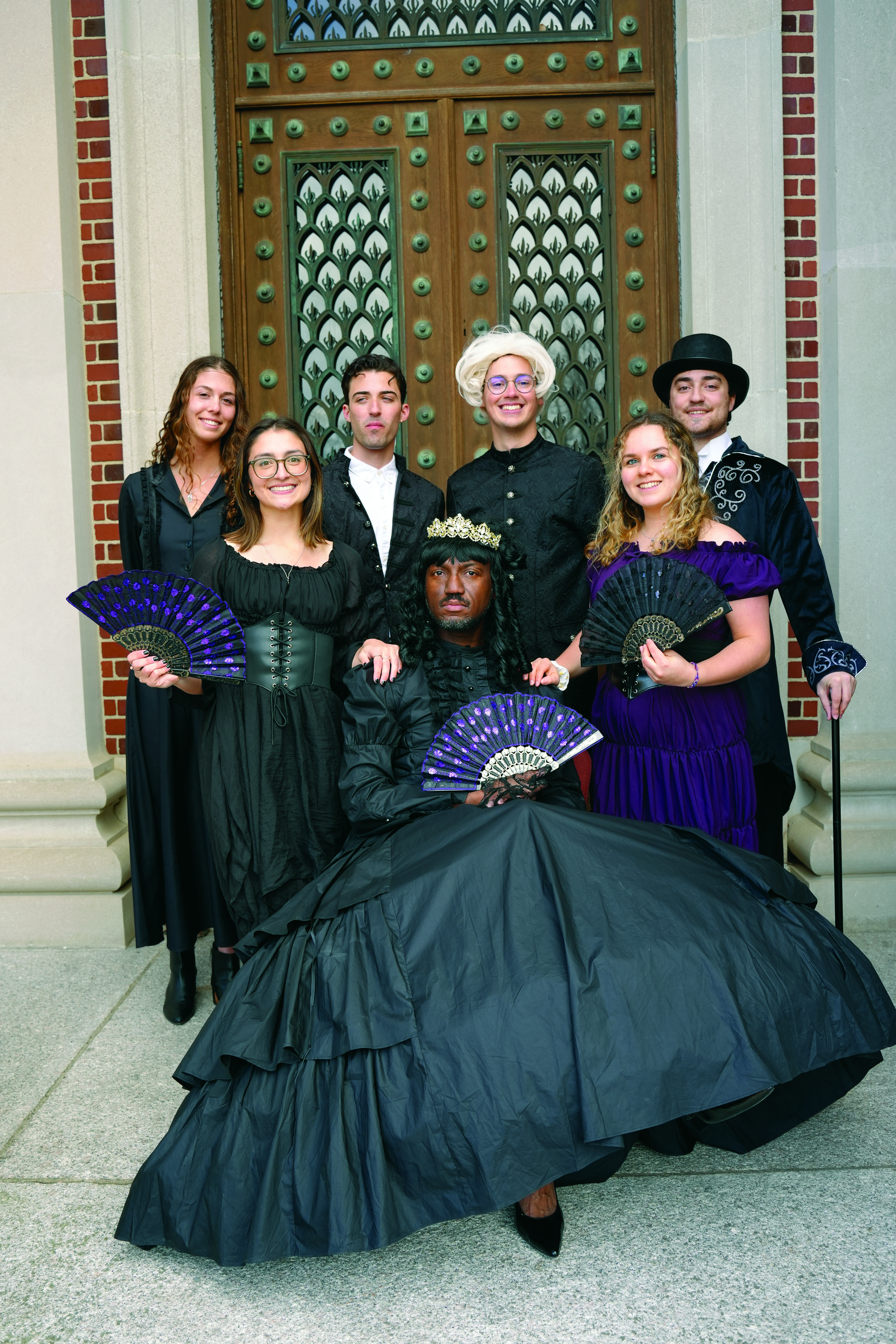 A group of people dressed as characters from the television show &quot;Bridgerton&quot;