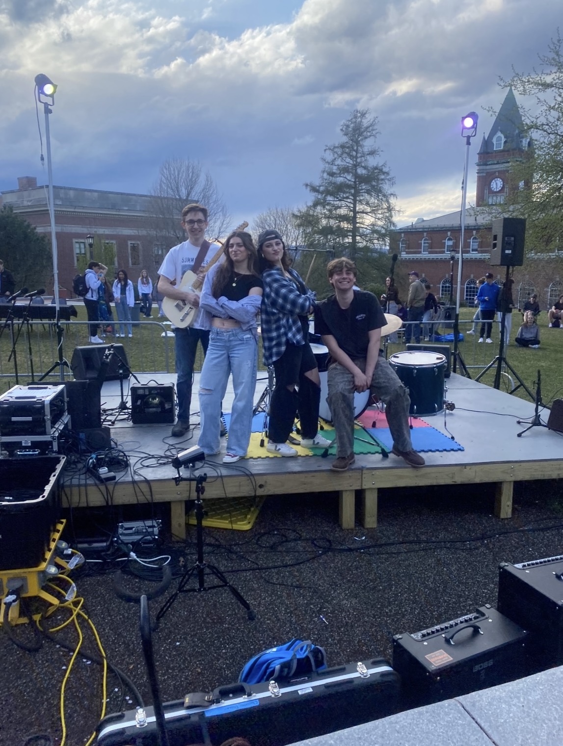 Henry, Emma, Ellie and Benjamin on stage for Battle of the Bands (2024)