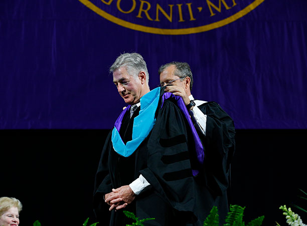 Frank Kartheiser ’72, the newly retired founder and lead organizer at Worcester Interfaith, receives an honorary degree.