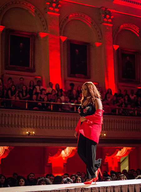 A student models during the BSU 20th Annual Fashion Show