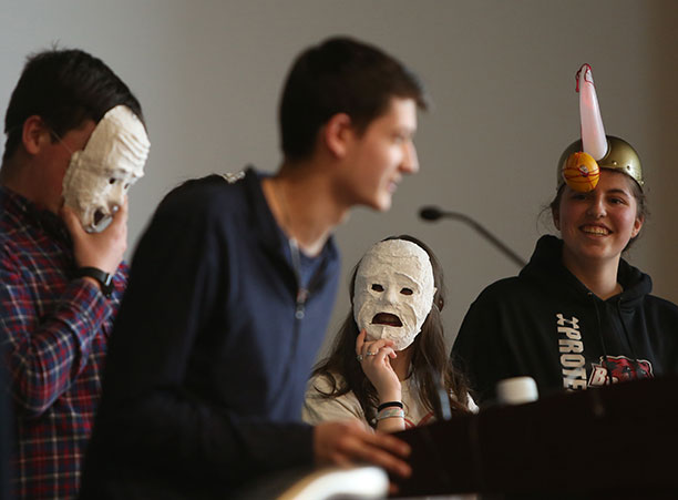 Milton High School students act out the legend of Orpheus and Eurydice.