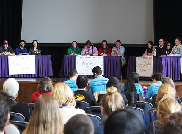 Students from Boston Latin School, St. Sebastian's School and Shrewsbury High School compete in the final round of Certamen.