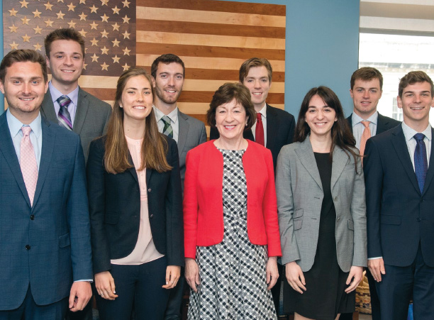 Brenna Kent '18 , interns at the U.S. Senate in Washington, D.C. with Sen. Susan Collins