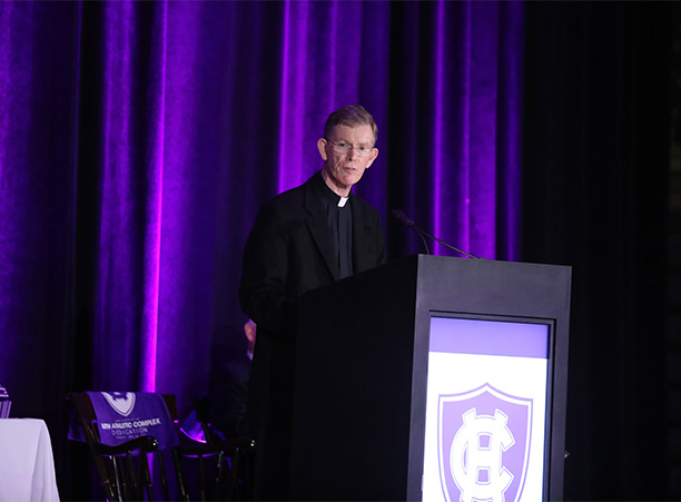 Rev. Philip L. Boroughs, S.J., president of the College, offers remarks during the dedication celebrations.