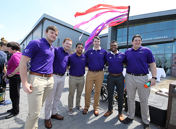 Current student-athletes join in on the celebrations for the dedication of the new athletic complex.