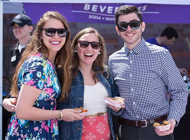 The Holy Cross community gathers to celebrate the dedication of the new athletic complex.