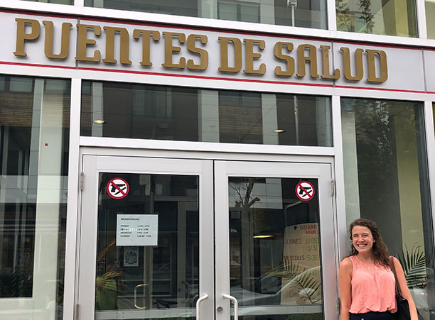 Monica McClane '20, a psychology major with a minor in education, interns at Puentes de Salud in Philadelphia, Penn.