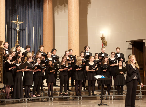 The Holy Cross Choir performs during the Academic Conference in St. Joseph Memorial Chapel.