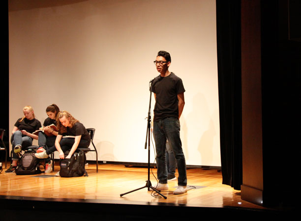 Uni2ACT, Holy Cross’s bilingual theatre troupe, kicked off the Academic Conference with their production of “Walking Still: Rompiendo Barriers y Building Puentes.”