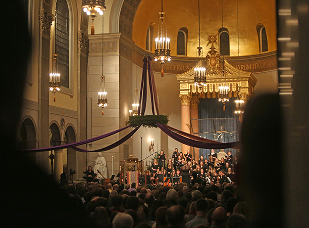St. Joseph Memorial Chapel is filled during Advent Festival of Lessons &amp; Carols.
