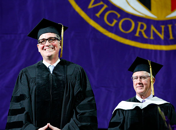 David P. Ryan M.D. '88, chief of the division of hematology and oncology at the Massachusetts General Hospital and clinical director at the Massachusetts General Hospital Cancer Center, smiles prior to receiving an honorary degree of science.