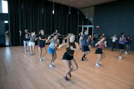 Students participate in a class in the dance studio at the Prior Performing Arts Center