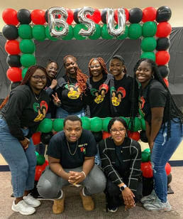 A group of students gather together as part of the Black Student Union