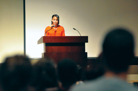 Payton Shubrick at a podium