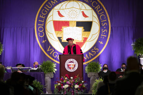 President Vincent Rougeau during his inaugural address. Photo by Matt Wright