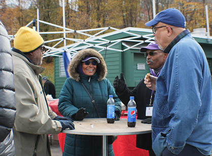 BSU alumni bear the cold for a tailgate celebration