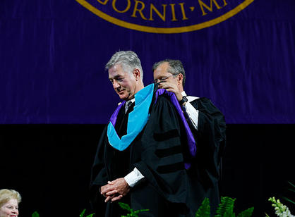 Frank Kartheiser ’72, the newly retired founder and lead organizer at Worcester Interfaith, receives an honorary degree.