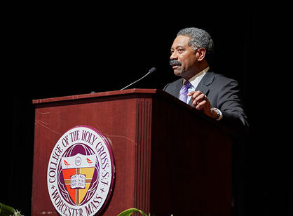 Arthur Martin '70, a co-founder of the BSU and its first president, speaks during the celebratory dinner.