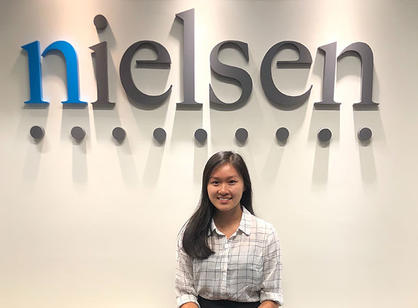 Alissa He '19, a Chinese and economics double major with a minor in Asian studies, interns at The Nielsen Company in Wilton, Conn.