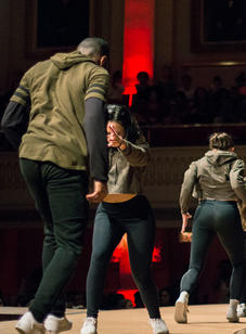 Hip-hop dance team Fusion performs during the red scene.