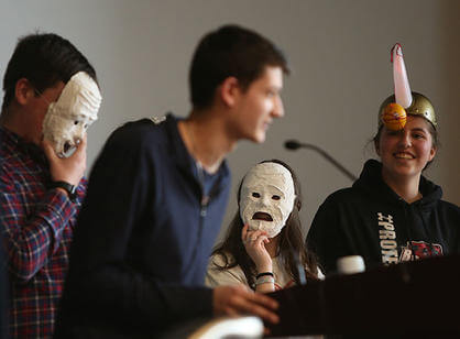Milton High School students act out the legend of Orpheus and Eurydice.