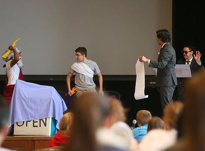 Newman High School students perform the story of Pandora's Box, which won the costume contest
