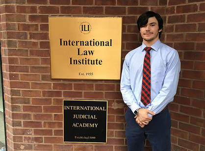 Michael Melch '20, an international studies and German double major, interns at the International Law Institute in Washington, D.C.