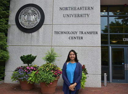 Princy Sindurakar '20, a biology major, interns at Northeastern University in Boston, Mass.