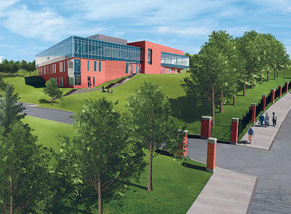 A rendering of the new Joanne Chouinard-Luth Recreation and Wellness Center as it would be seen from College Street