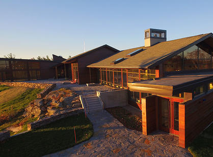 The Thomas P. Joyce ’59 Contemplative Center is a 33,800 square-foot complex featuring a chapel, meeting rooms, dining room, and bedrooms for 60 individuals in a lodge-like atmosphere removed from the regular bustle of campus life. Photo by: Tom Rettig