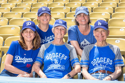 Genny (Castruccio) Salamon ’92 and her family at a Dodgers game