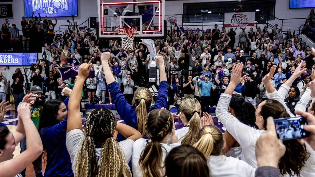 Cheering people on a basketball court