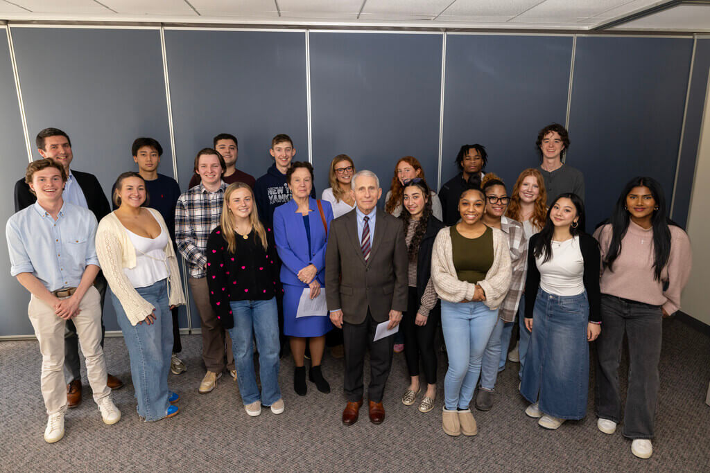 Holy Cross students with Dr. Anthony Fauci