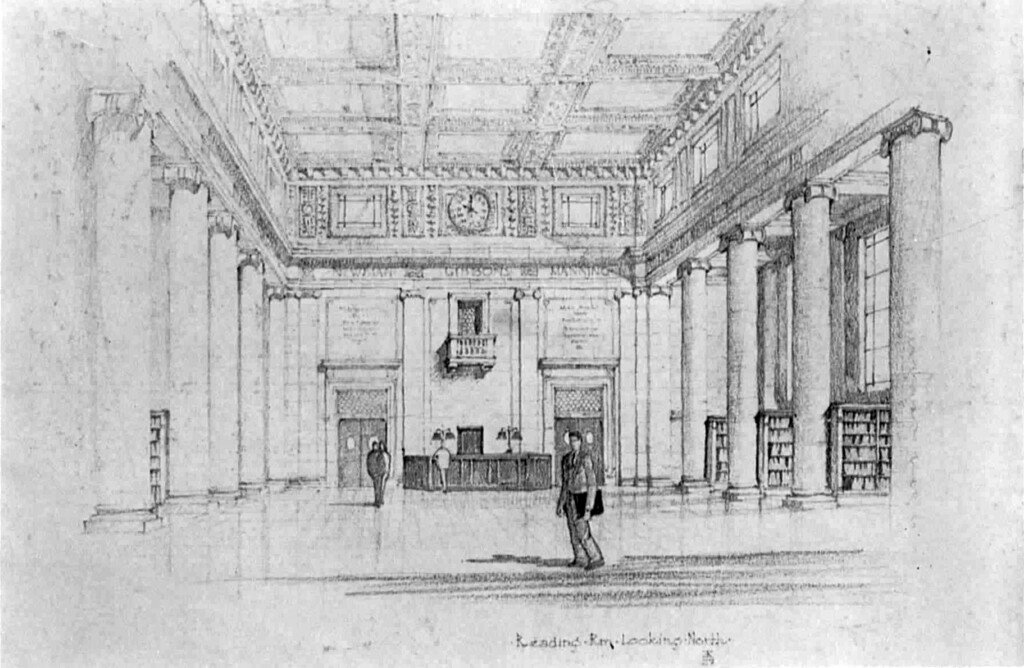 Sketch of main reading room