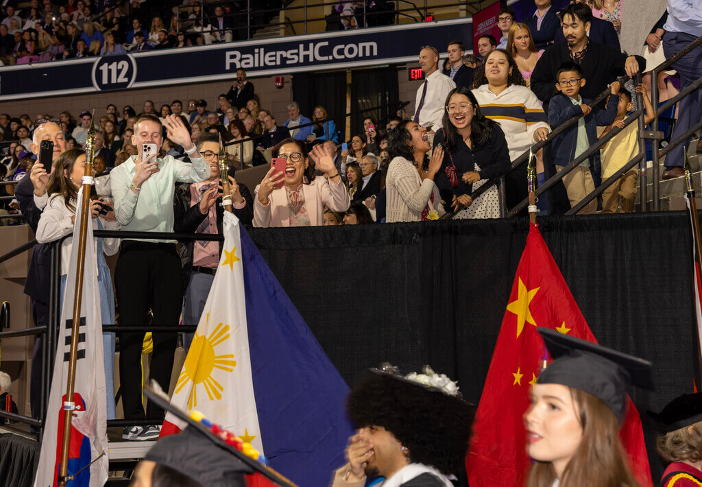 Cheering friends and family