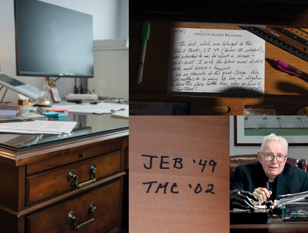 Collage of desk photos