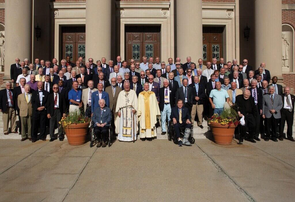 Class of 1972 outside St. Joseph Memorial Chapel
