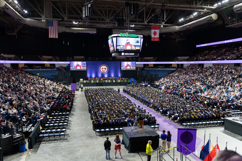 Crowd of graduates at the DCU Center