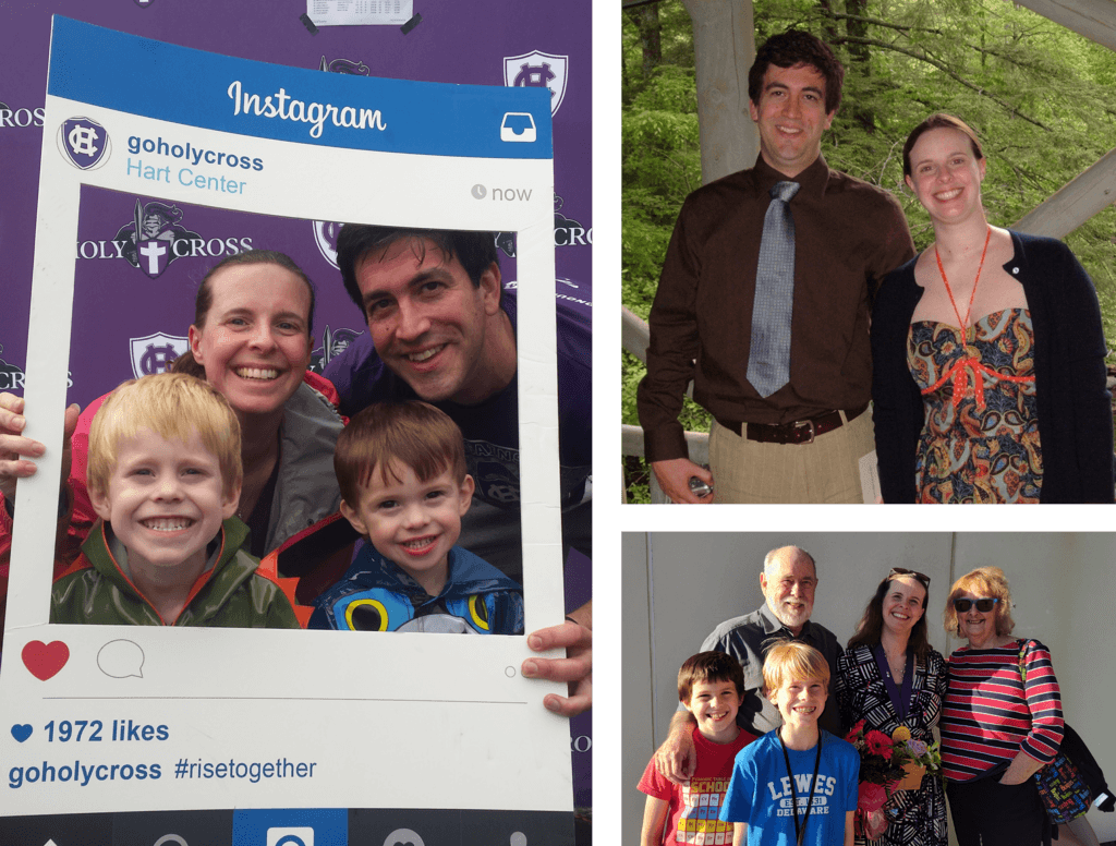 Collage of photos of Michelle Mondoux and family