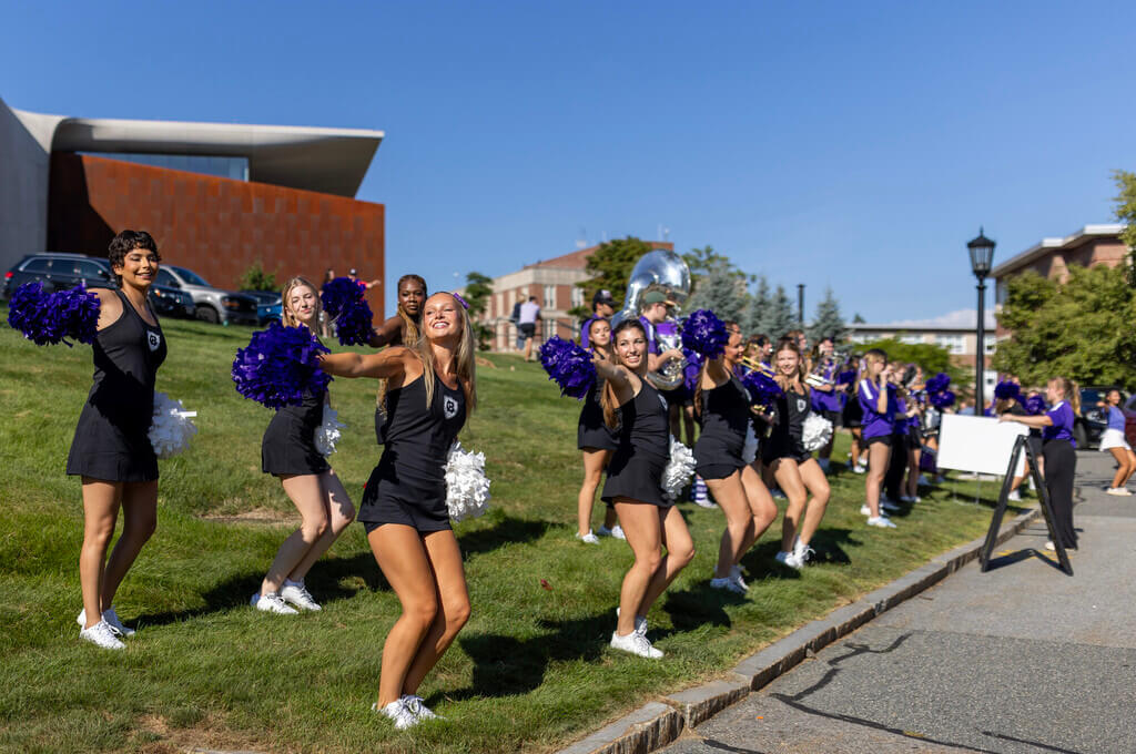 Cheerleaders and band members