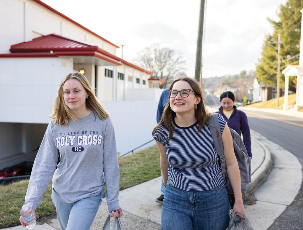 Two students walking