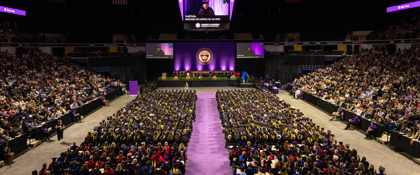 Arial view of 2025 Holy Cross Commencement