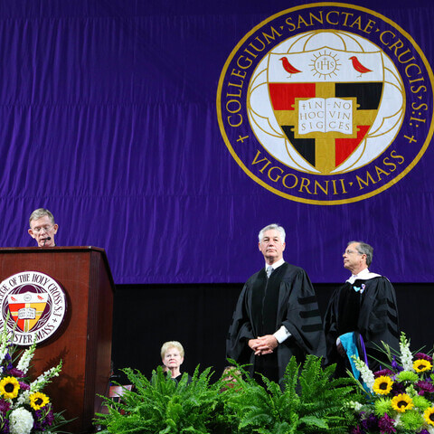 Frank Kartheiser at Holy Cross commencement