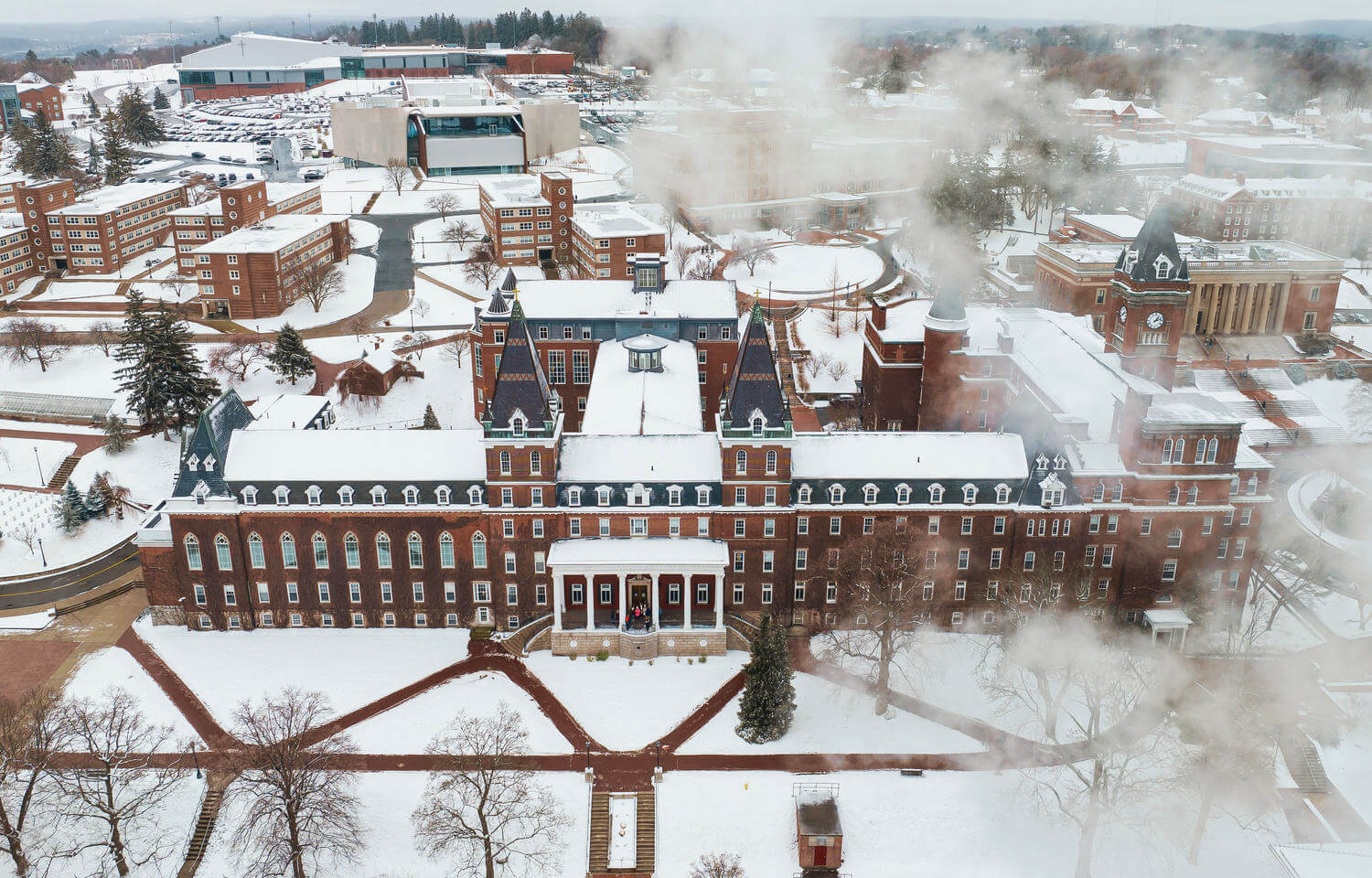 Aerial view of college quad