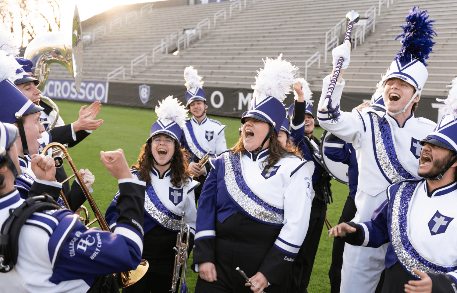 Band members cheering