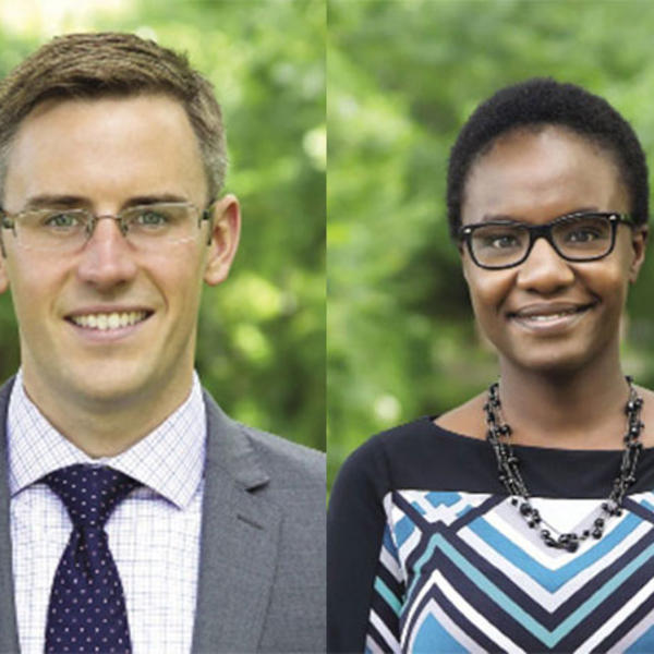 From left, Neil Peterson ’04 and Elizabeth Wambui '09