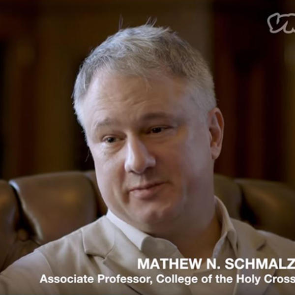 Mathew Schmalz, associate professor of religious studies, is seen here during an interview with VICE.