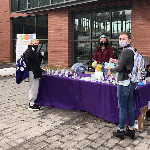 Student Health Ambassadors set up in front of the Jo.