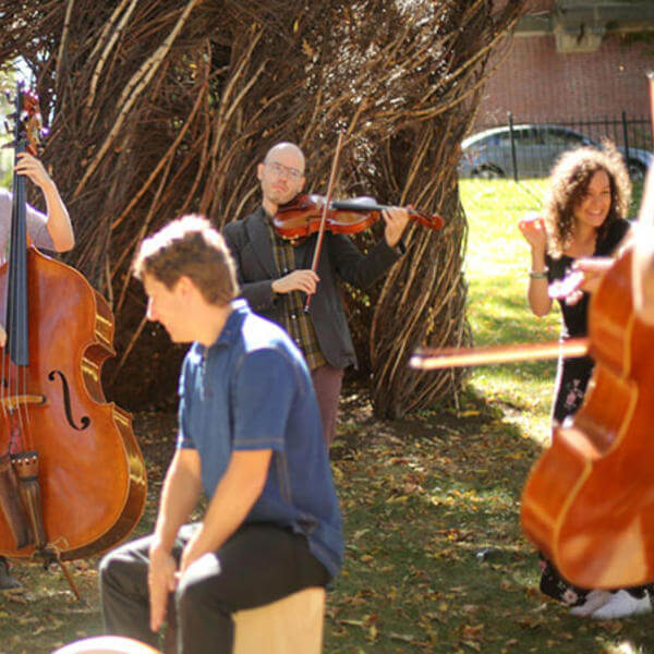 Yo-Yo Ma's Silkroad Ensemble preforms pop-up performances around campus.